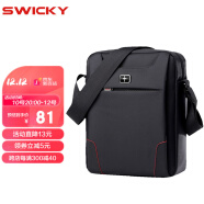 瑞士SWICKY单肩包男包斜挎包男士包帆布包商务休闲手提包新款潮挂包 黑色（66%的上班族选择，可装11英寸平板）