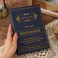 嘉然恒 A5复古风笔记本本子文具高颜值皮面本商务硬面记事本学生日记本成人定制办公用品 藏蓝色