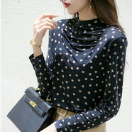 啄木鸟（TUCANO）秋冬打底衫女韩国天丝针织长袖衬衫半高领上衣外穿气质小衫洋气 深蓝色 L 体重-110斤