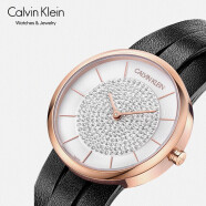 凯文克莱（Calvin Klein）CK 精灵黑水晶女表 皮质表带石英表M码 K2R2MTCW（表盘:32MM）