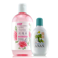 安安纯新玫瑰水480ml保湿补水嫩肤爽肤水化妆水 480ml安安纯新玫瑰水+80g青瓜奶