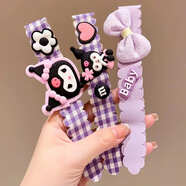 BARY REEF儿童可爱库洛米刘海贴碎发贴头饰女童魔术贴小女孩束发带发箍发饰 骷髅头库洛米（三个装）