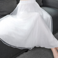 鸾姿夏季薄款半身裙新款女清新淡雅中国风女装时尚半裙 白色 均码 ：90-130斤