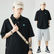 先気 短袖t恤男 夏季男装polo领衫男士翻领t恤男商务休闲短袖半袖宽松 黑色H1570 M 推荐100-125斤