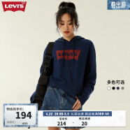 Levi's【情侣同款】李维斯2024春夏连帽卫衣oversize落肩LOGO印花 藏蓝色0007 XS