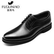 富贵鸟（FUGUINIAO）商务休闲皮鞋正装鞋男士英伦德比鞋男结婚新郎鞋 黑色加绒 40