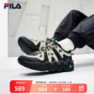 FILA 斐乐官方男鞋篮球鞋新款复古运动鞋休闲老爹鞋PANINI 黑/燕麦色-BO 40.5