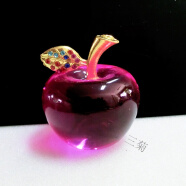 水晶苹果摆件 汽车用品内饰品吉祥保平安创意可爱果 送人的好礼物 钻叶紫色
