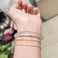 YIZUN. CHOMEL白月光玉髓手镯冰种飘花镯子女年轻款翡翠520情人节礼物水晶玛瑙 美人条圆条51-52