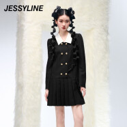 Jessy line【2折特卖款】杰茜莱时尚泡泡袖通勤优雅连衣裙小黑裙 230211838 黑色(无配饰) S/160