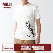 无印良品（MUJI） 男式天竺编织印花T恤男女通用男士短袖打底衫男款上衣女款内搭 亲子 企鹅 XS(160/76A)