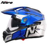 NITRO SC-09 蓝银 L-3XL码 3C英国品牌双镜片摩托车拉力头盔冬季保暖男女全盔四季通用大尺码越野机车头盔