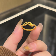 海上罗孚黄金镶嵌莫桑钻蛇戒指女士新款999足金灵蛇戒子指环情人节送女友 双生蛇戒指开口/金重约2.95g