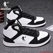 乔丹男鞋高帮板鞋运动鞋休闲鞋子男2025秋冬季皮面防滑耐磨小白鞋男士 501白黑 44.5