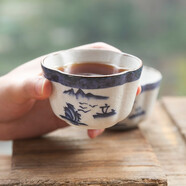 和风四季日式餐具雪花釉手绘碗陶瓷釉下彩山水餐具家用菜碗饭碗汤碗面碗 3.5英寸山水梅花茶碗150ml