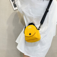 易途一客帆布单肩包新款迷你韩版休闲简约时尚纯色网红包包手机斜挎包包 黄色