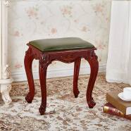 京韵古筝凳子琴凳单人欧式梳妆台凳子美式化妆椅中式古典家用方凳圆凳 深棕色墨绿面(方)
