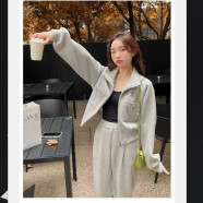 BVX卫衣女春秋季运动套装韩版减龄宽松御姐风炸街休闲时尚两件套潮 灰色（冬季加绒） S