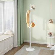 爱必居 实木衣帽架落地衣架挂衣架阳台卧室衣服架立式简易晒衣置衣架 圆盘款白色4cm粗【橡胶木】