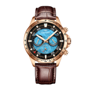 艾浪（AILANG）瑞士工艺透视系列手表商务夜光防水多功能钢带男表2021新款潮流时尚腕表