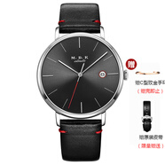 M.B.K美国品牌进口男士手表全自动机械表时尚简约潮流防水瑞士风格日历 M1007G-3 银壳黑面皮带