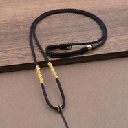 南有栗可调节手工编织佛牌玉佩吊坠挂绳项链绳女士男士高档无事牌挂脖绳 转运结挂绳-黑色