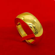 越南沙金古法戒指男女正品999镀纯金色18K仿真假黄金结婚指环首饰 精品光面戒指+证书