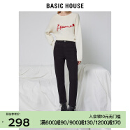 BASIC HOUSE/百家好直筒铅笔裤女小个子秋季新款高腰牛仔裤 黑色 S