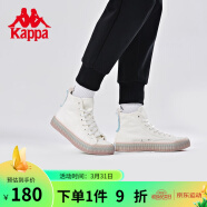 Kappa卡帕串标帆布鞋情侣男女高帮板鞋休闲鞋运动小白鞋K0C25VS14 韩国白/浅玫瑰粉-012 35