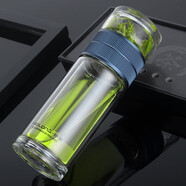 WoLong卧龙茶水分离泡茶杯双层玻璃杯男女士加厚小容量水杯子小巧高颜值 宝石蓝 260ml 双层