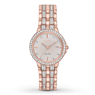 西铁城（CITIZEN）买手代购女表 EW2340-58A 水晶镶钻光动能小巧精致手表七夕送女友 ew2348-56a玫瑰金 28mm