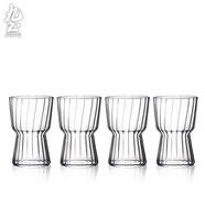 九土手工玻璃杯日式精品咖啡杯小号品茗闻香茶杯冷饮杯调酒杯家用杯子 条纹款 4个装