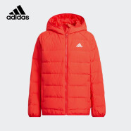 adidas阿迪达斯2021冬季男大童中长款连帽夹克外套儿童羽绒服H45033鲜红A140/建议身高140cm