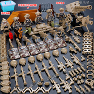 托比狮积木人仔现代军事特种兵小人偶士兵武器枪突击队儿童拼图礼物玩具 大漠特种兵盾牌版(送收纳桶）