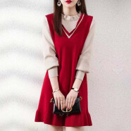 菲思蜜（Feisimi）原创品牌时尚女装连衣裙秋装新款2023秋季长袖衣服女士秋冬裙子 红色 均码