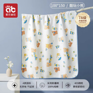 爱贝迪拉婴儿隔尿垫纯棉a类防水透气可洗大尺寸姨妈护理儿童隔夜尿布床垫 纯棉-100*150cm-小熊（7A抗菌）