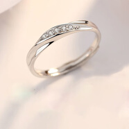 MZMZ共渡爱河戒指异地恋情侣对戒银开口一对男女纪念日生日礼物送女友 女款单只