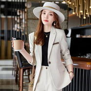 普妮姿（PUNIZI）休闲小西装外套女高级感春秋季新款职业装气质女神范西服套装女 米白色西装 3XL