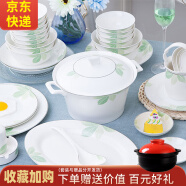 传世瓷碗碟套装家用景德镇欧式骨瓷碗筷陶瓷器吃饭套碗盘子中式 绿野仙踪60件 60头豪华套装