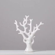 睿诺现代家居装饰品摆件创意陶瓷工艺品客厅酒柜电视柜摆设三口鹿礼物 白色树一个