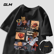 GLM短袖T恤男夏季美式潮流纯棉上衣男生帅气宽松半截袖