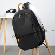 派普达双肩包男士背包书包大容量电脑包休闲大学生旅行包 黑色