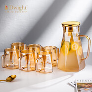 德韦特（DWIGHT）高档耐高温玻璃冷水壶家用大容量凉水壶加厚泡茶壶喝水杯子套装 琥珀壶1.7L+琥珀杯400ml*6