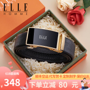 ELLE HOMME法国品牌男士皮带真皮腰带自动扣牛皮高档裤带高档生日礼物送爸爸 橙色礼盒/902058A大气金色 115cm -130cm随机发/可联系客服指定长度