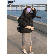 可茵（Keyin） 棉服女立领2023年冬季新款韩版宽松学生棉袄小个子面包服外套女 黑色 S