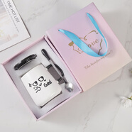 勤凯高颜值创意马克杯带盖勺陶瓷杯子女男生情侣款喝水杯办公室咖啡杯 精美礼盒包装：杯子+盖子+专属勺 Good