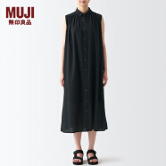 无印良品 MUJI 女式 水洗 棉强捻 无袖连衣裙 BCL57A2S 黑色 M-L