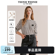 Teenie Weenie长袖T恤条纹圆领打底衫宽松时尚女装 象牙白 155/XS