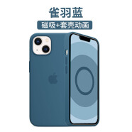 瑞丰浩苹果13液态硅胶手机壳iphone13  promax磁吸动画弹窗保护套13pro防摔13mini 雀羽蓝色 苹果13丨不带磁吸动画