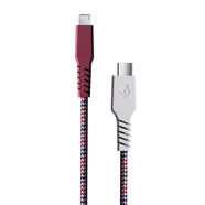 SKullcandy USB-C转Lightning数据线 6英尺快充编织线 iPhone 14兼容 白色/深红色 耐用充电线